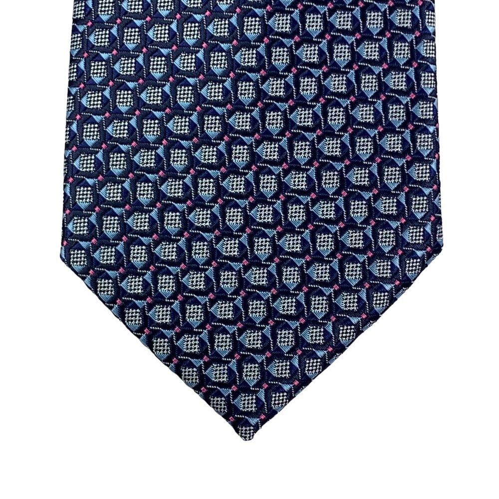 Perry Ellis Mens Cavert Geo Print Neck Tie Blue Pink 3 1/8"